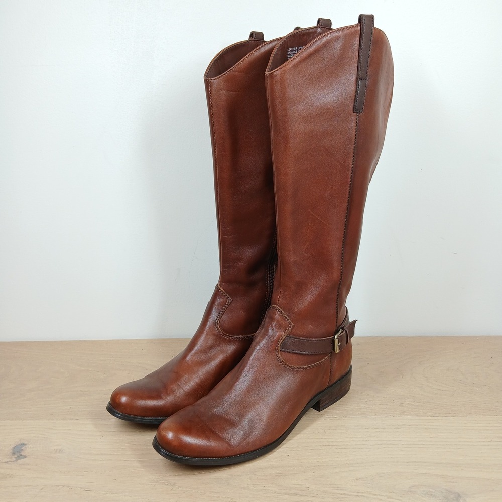 Coldwater Creek Boots Women 7 Brown Leather Knee High Riding Equestrian Buckle